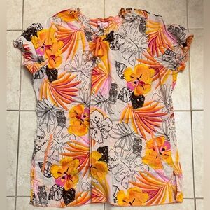Koi Women's Floral Top in Orange and Pink